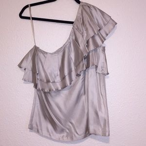 Silver One Shoulder Top
